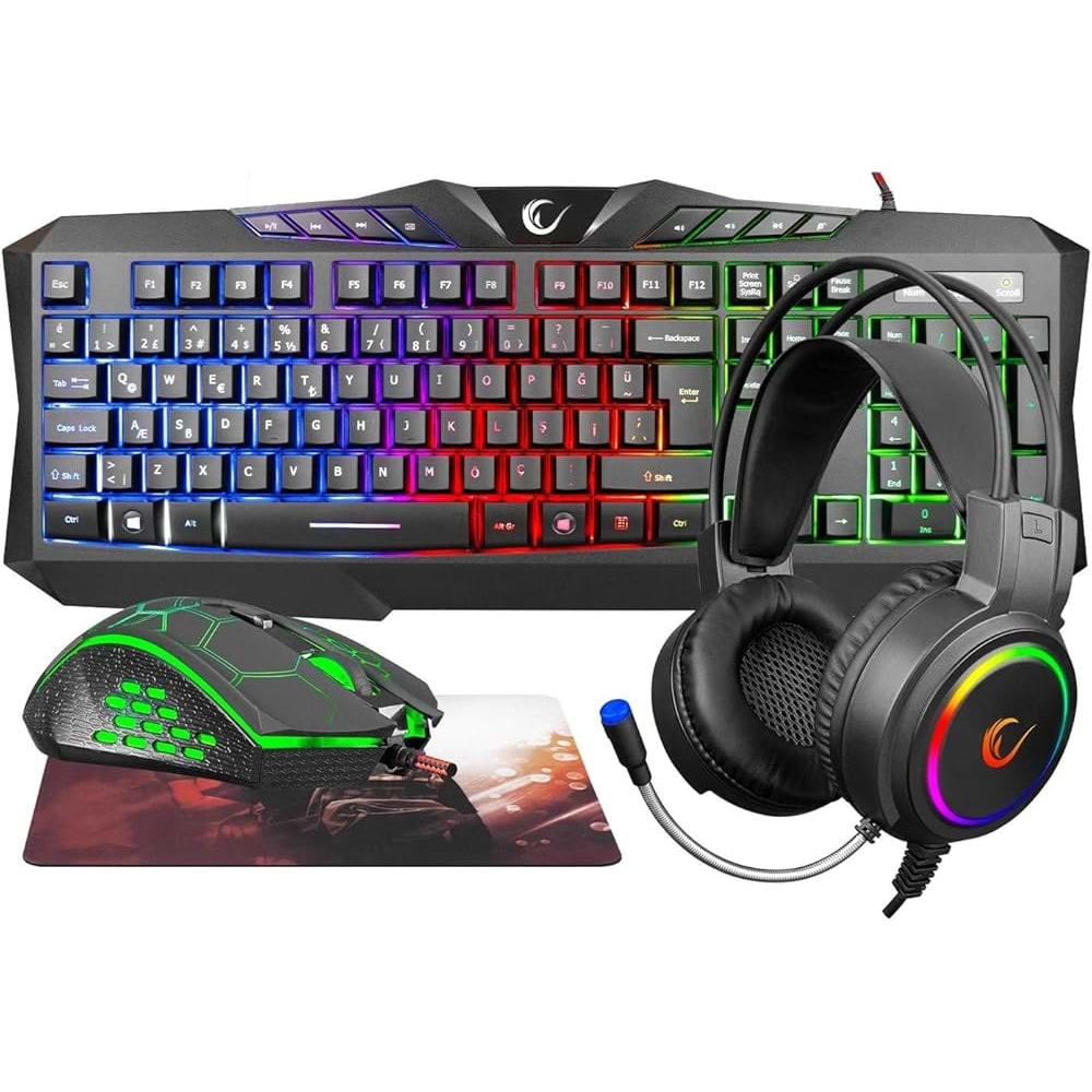 RAMPAGE KM-404 ARGENTI RAINBOW AYDINLATMALI USB GAMING COMBO SET