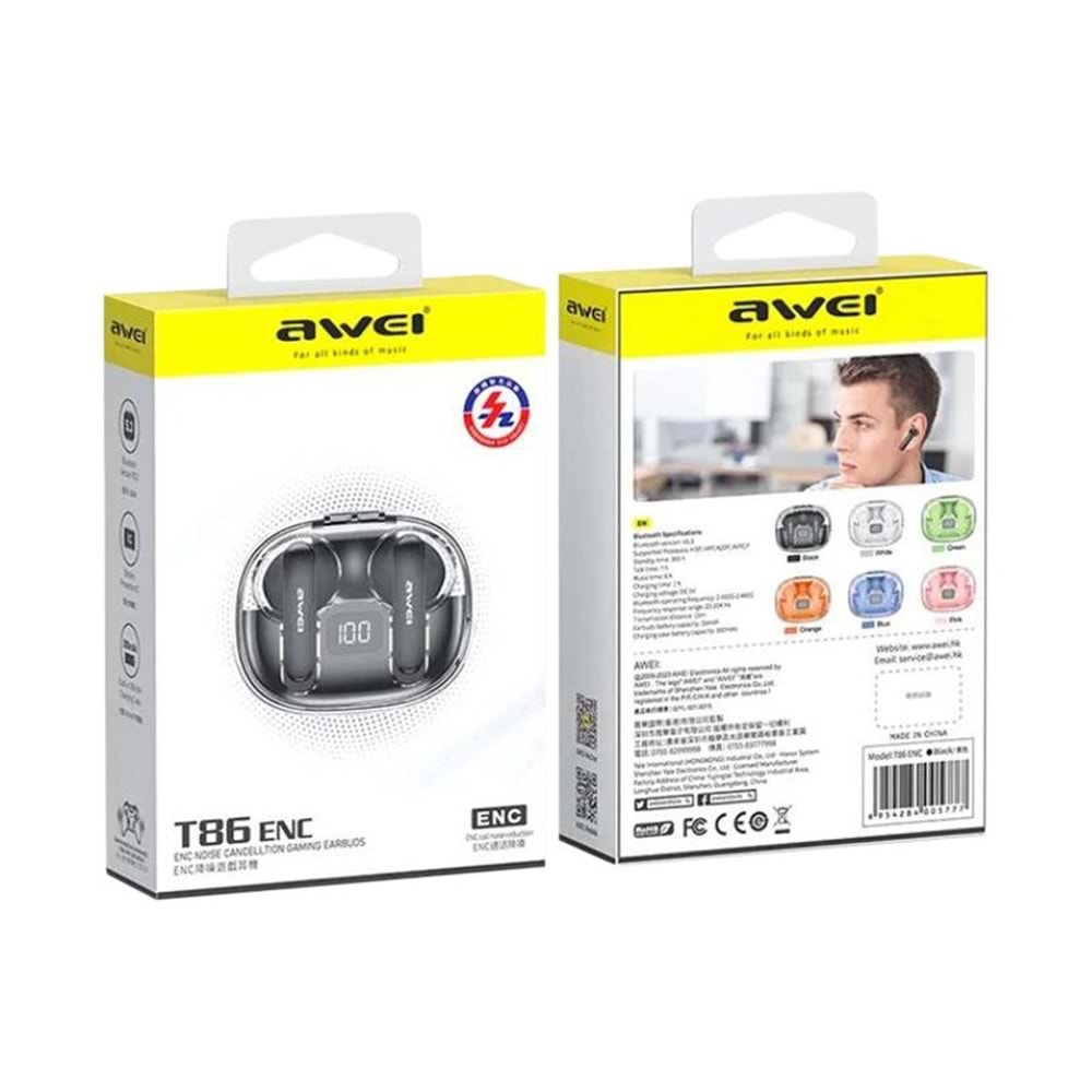 AWEI T86 ENC GAMING WIRELESS EARBUDS